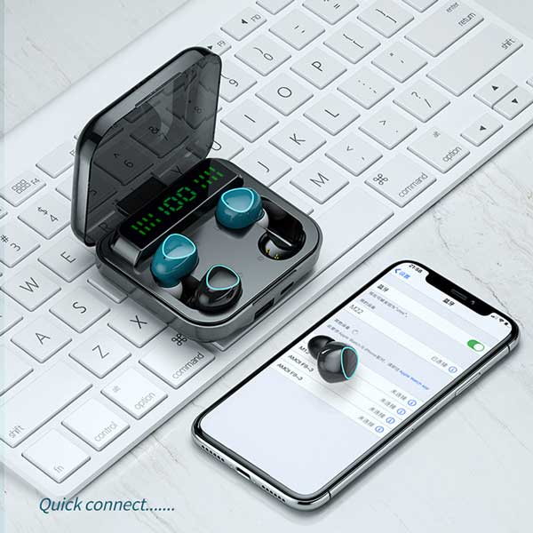 M22 TWS Bluetooth Touch Stereo Sports Digital Display 9D Four earphones For Double People Use - Image 2